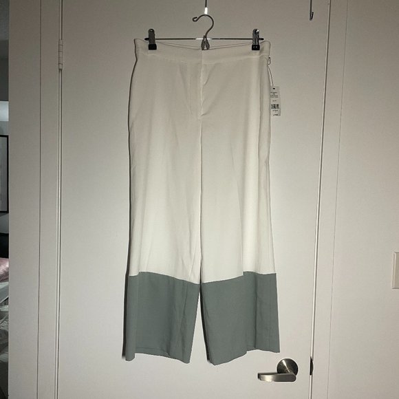 NWT | SFW Colourblock Wide Leg Pants | White & Green | Capris | US 8 | - Picture 3 of 7